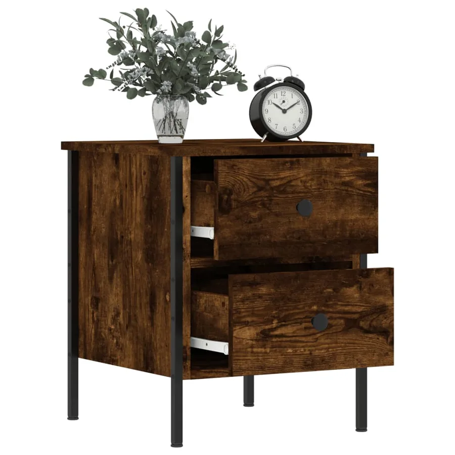 Tables de chevet 2 pcs chêne fumé 40x42x50 cm bois ingénierie - 9