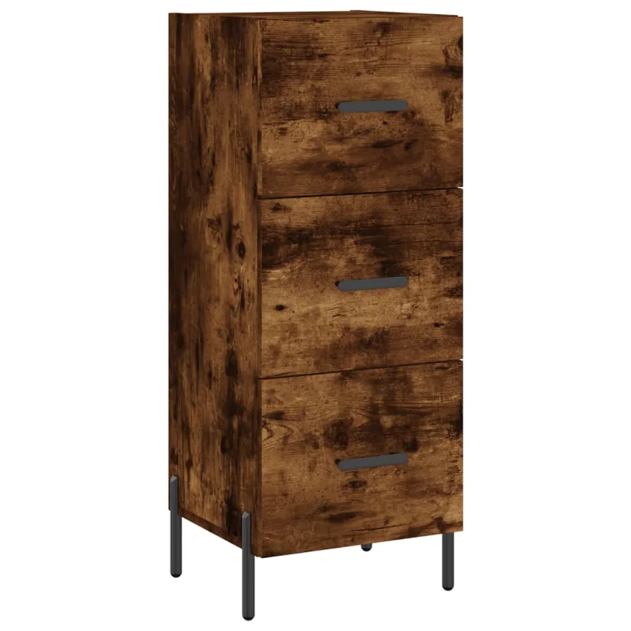 Buffet haut Chêne fumé 34,5x34x180 cm Bois d'ingénierie - 4