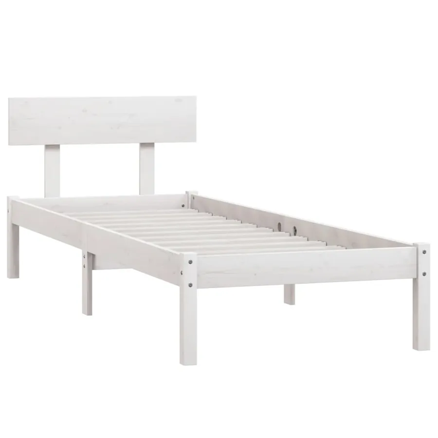 Cadre de lit sans matelas blanc bois massif 90x200 cm - 3