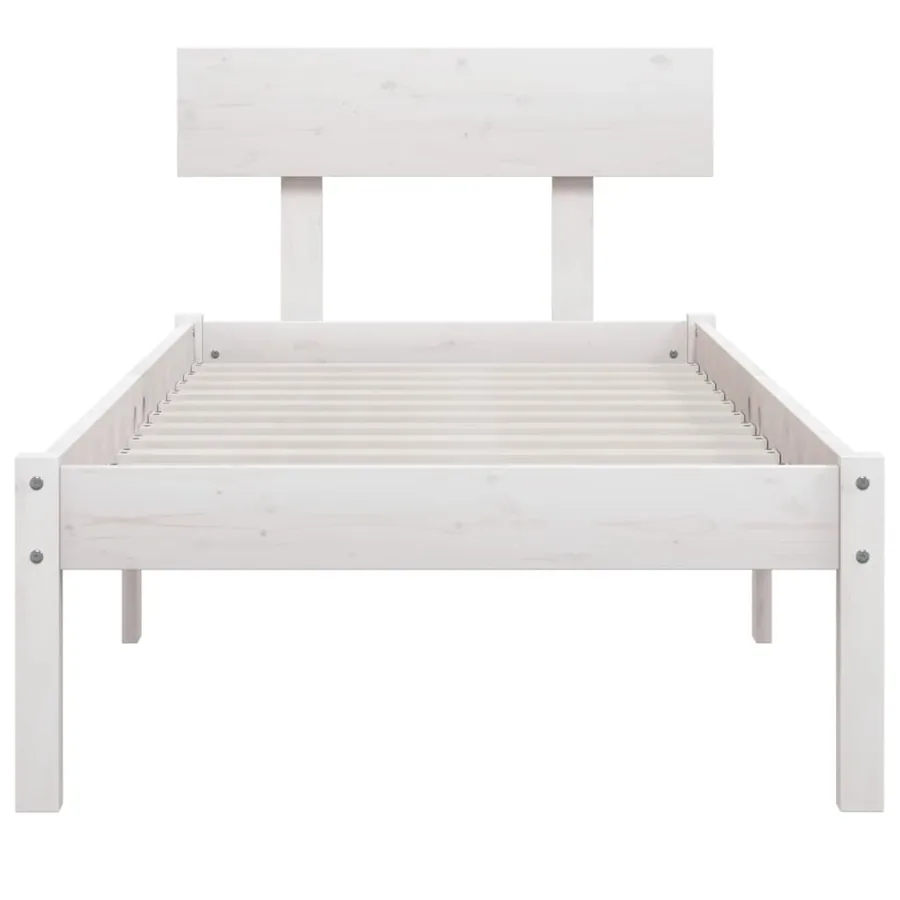 Cadre de lit sans matelas blanc bois massif 90x200 cm - 4