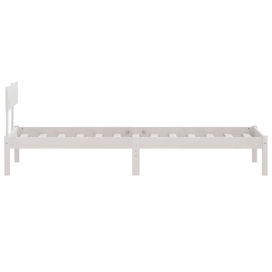 Cadre de lit sans matelas blanc bois massif 90x200 cm - 5