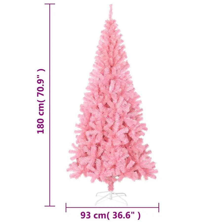Sapin de Noël artificiel avec support rose 180 cm PVC - 7