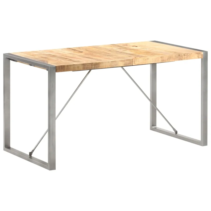 Table à manger 140x70x75 cm bois de manguier massif brut