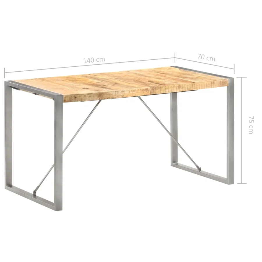Table à manger 140x70x75 cm bois de manguier massif brut - 7