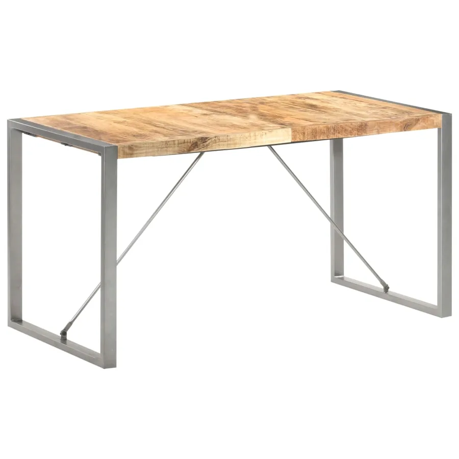 Table à manger 140x70x75 cm bois de manguier massif brut - 9
