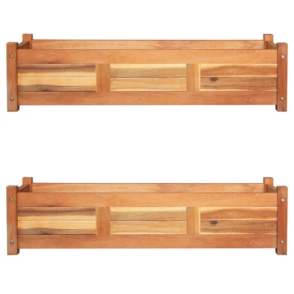 Lits surélevés de jardin 2 pcs Bois d'acacia 100x30x25 cm