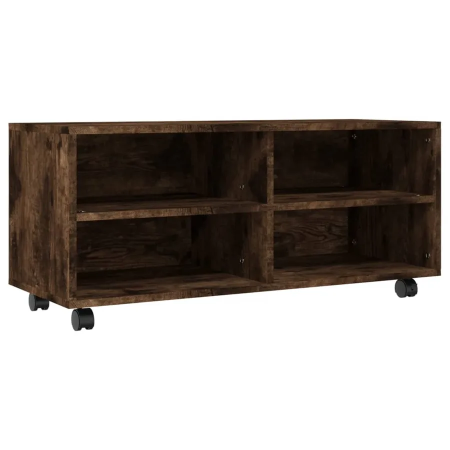 Meuble TV sur roulettes Chêne fumé 90x35x35cm Bois d'ingénierie - 2