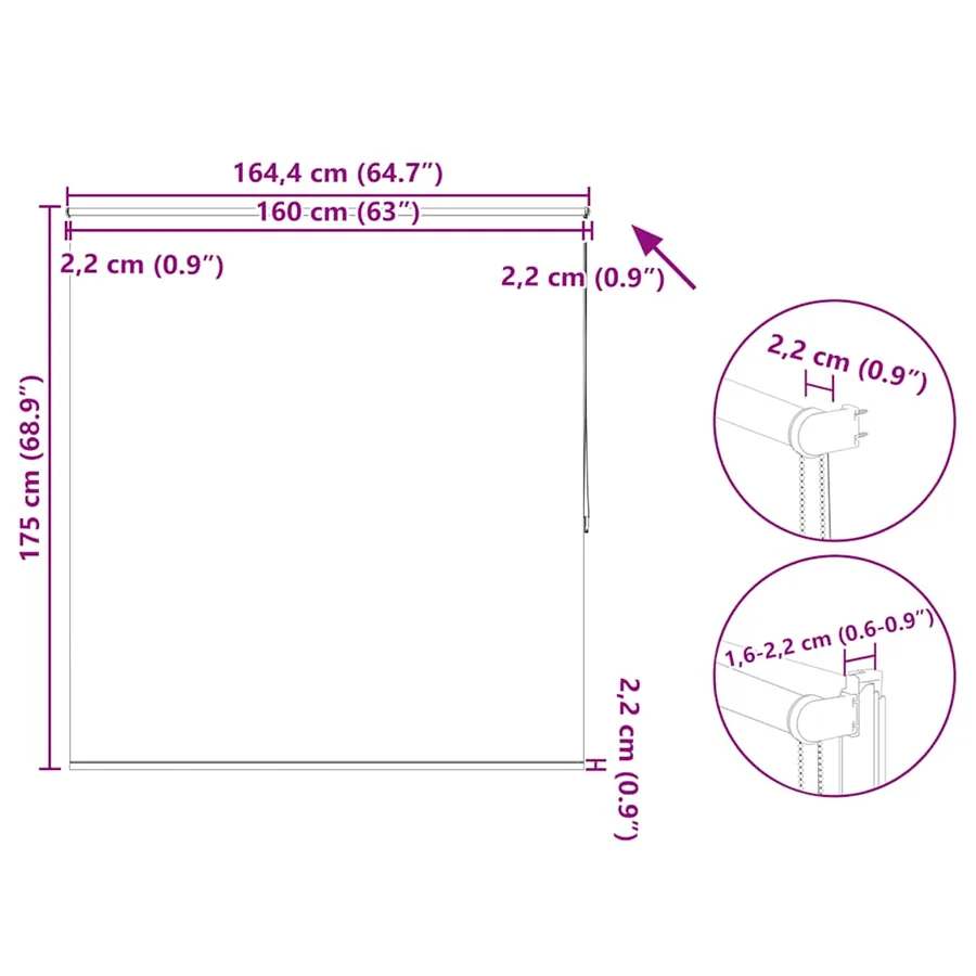 Store enrouleur occultant 164,4 x 175 cm, largeur du tissu 160 cm, coloris marine - 18