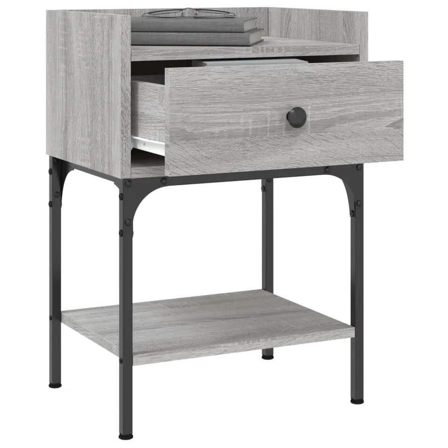 Table de chevet sonoma gris 40,5x31x60 cm bois d'ingénierie - 4