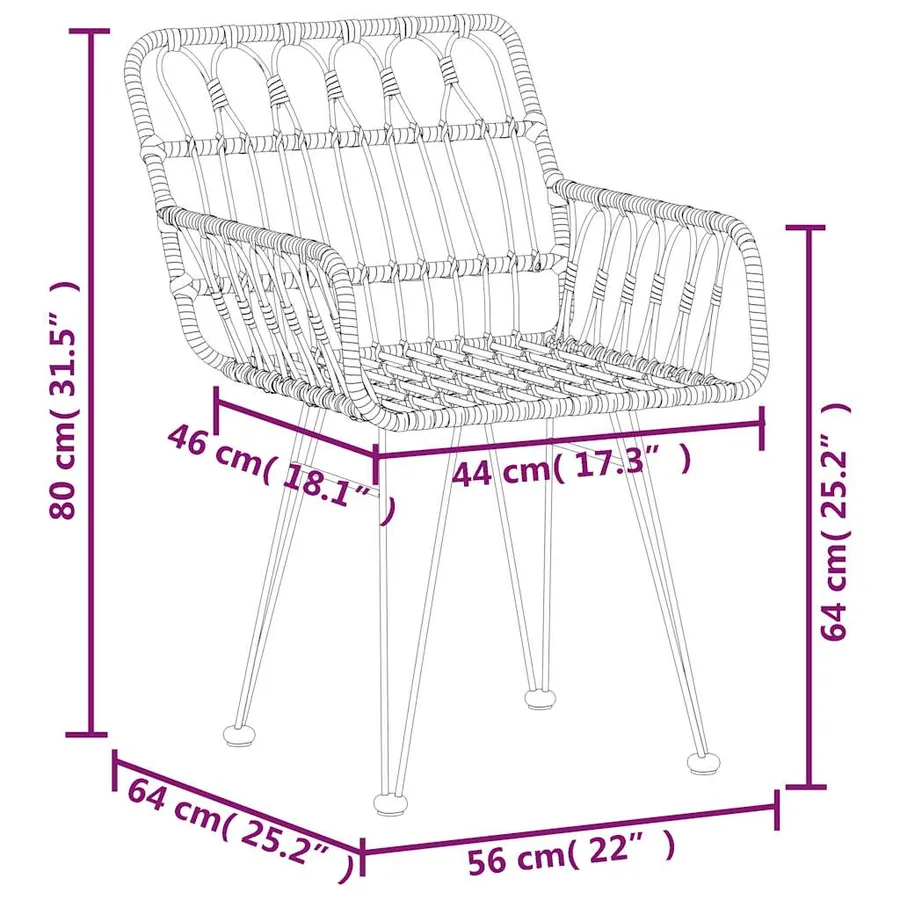 Ensemble à manger de jardin 5 pcs Noir Résine tressée - 10