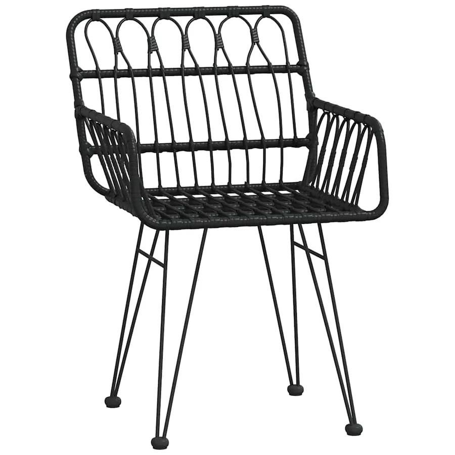Ensemble à manger de jardin 5 pcs Noir Résine tressée - 5