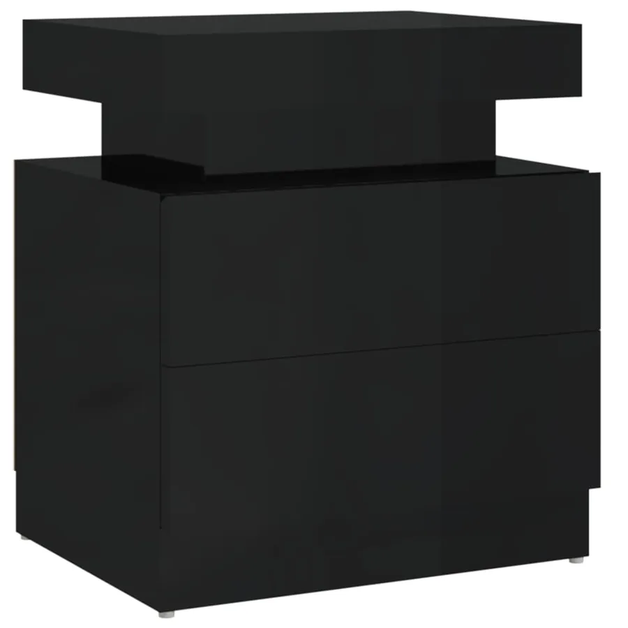 Table de chevet Noir brillant 45x35x52 cm Aggloméré - 2