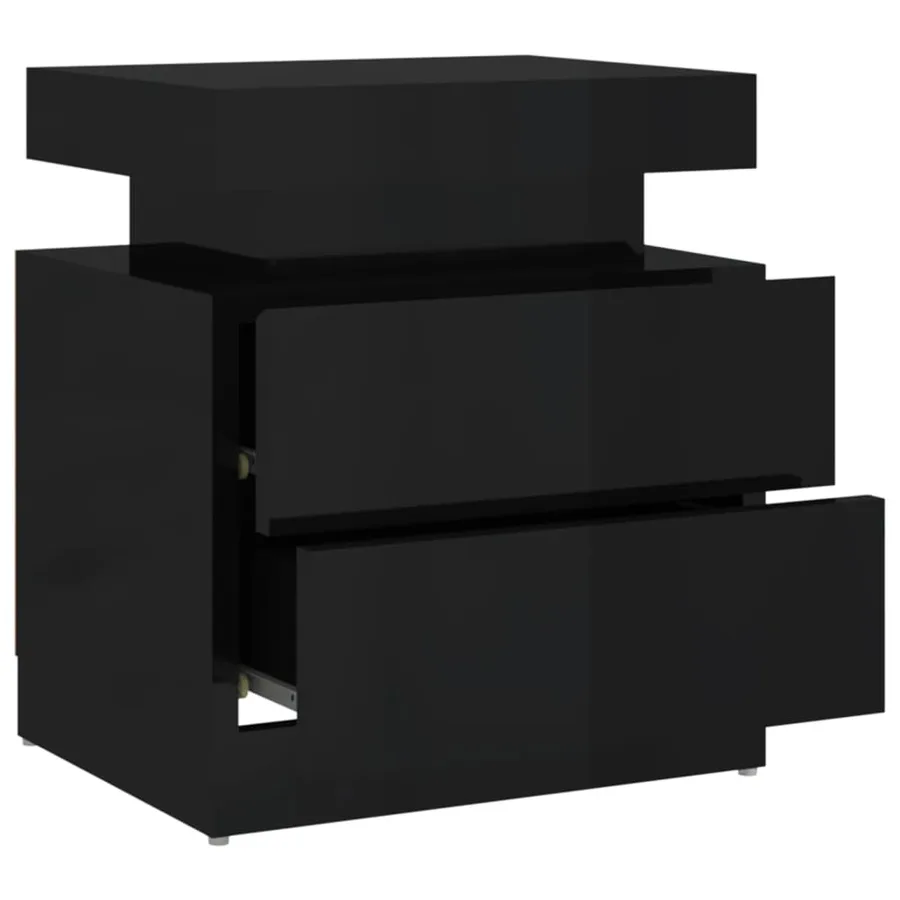 Table de chevet Noir brillant 45x35x52 cm Aggloméré - 6