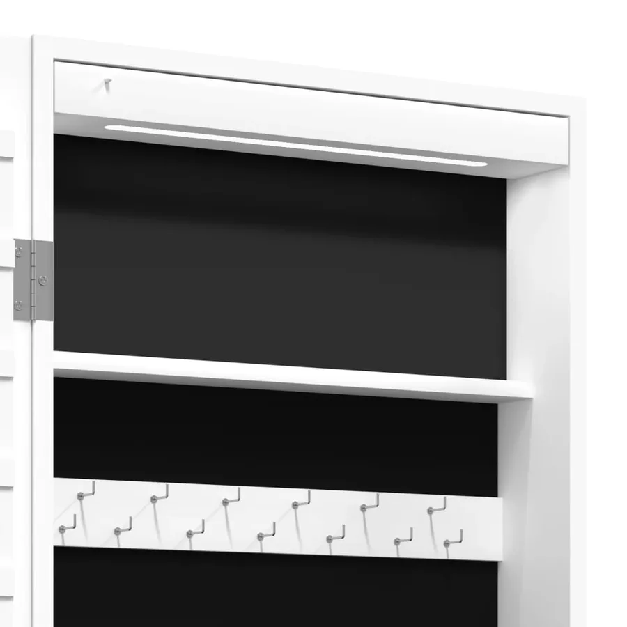 Armoire à bijoux avec miroir et éclairage LED mural blanc - 11