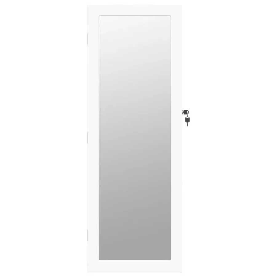 Armoire à bijoux avec miroir et éclairage LED mural blanc - 4