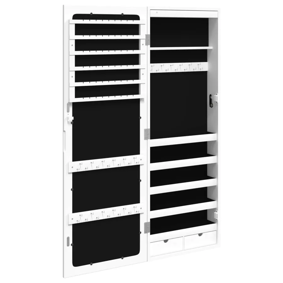Armoire à bijoux avec miroir et éclairage LED mural blanc - 8