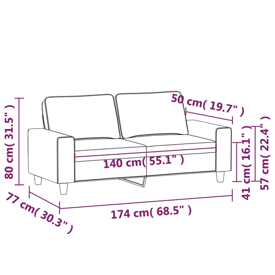 Canapé à 2 places Gris clair 140 cm Tissu microfibre - 8