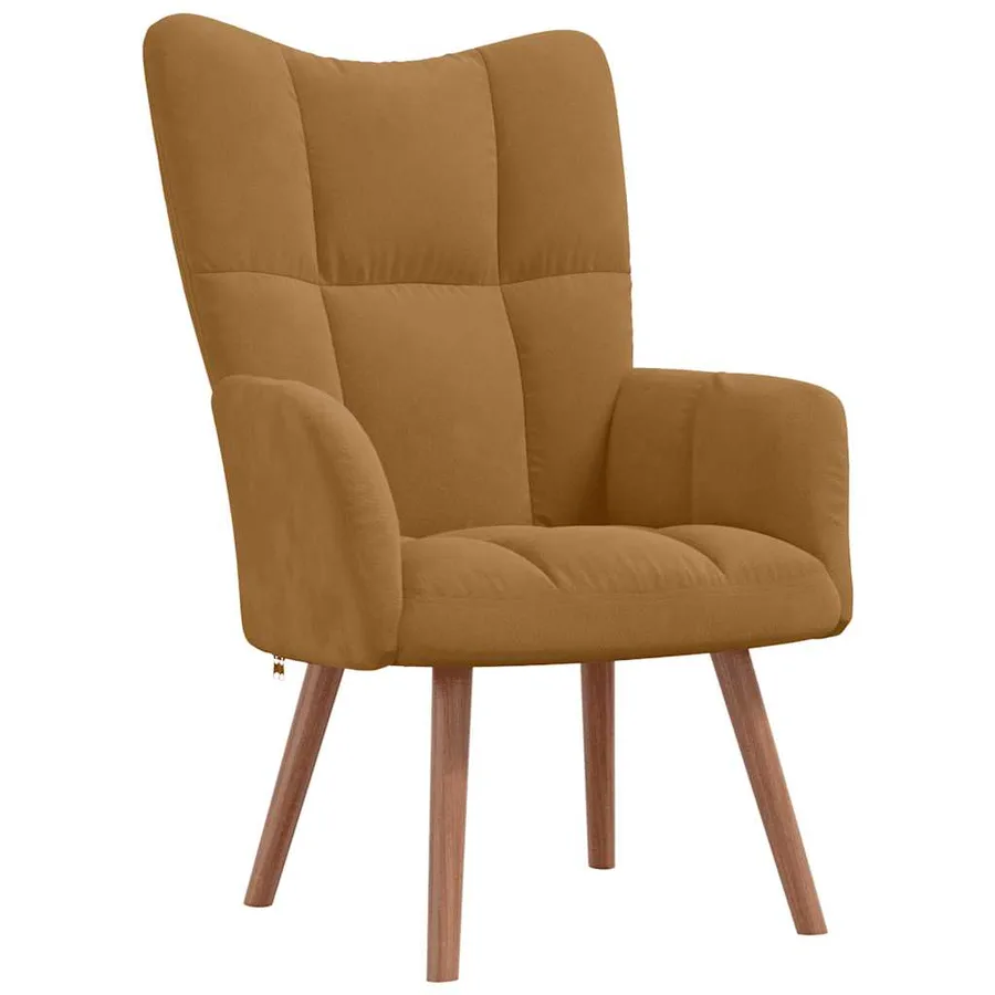 Chaise de relaxation avec repose-pied Marron Velours - 6
