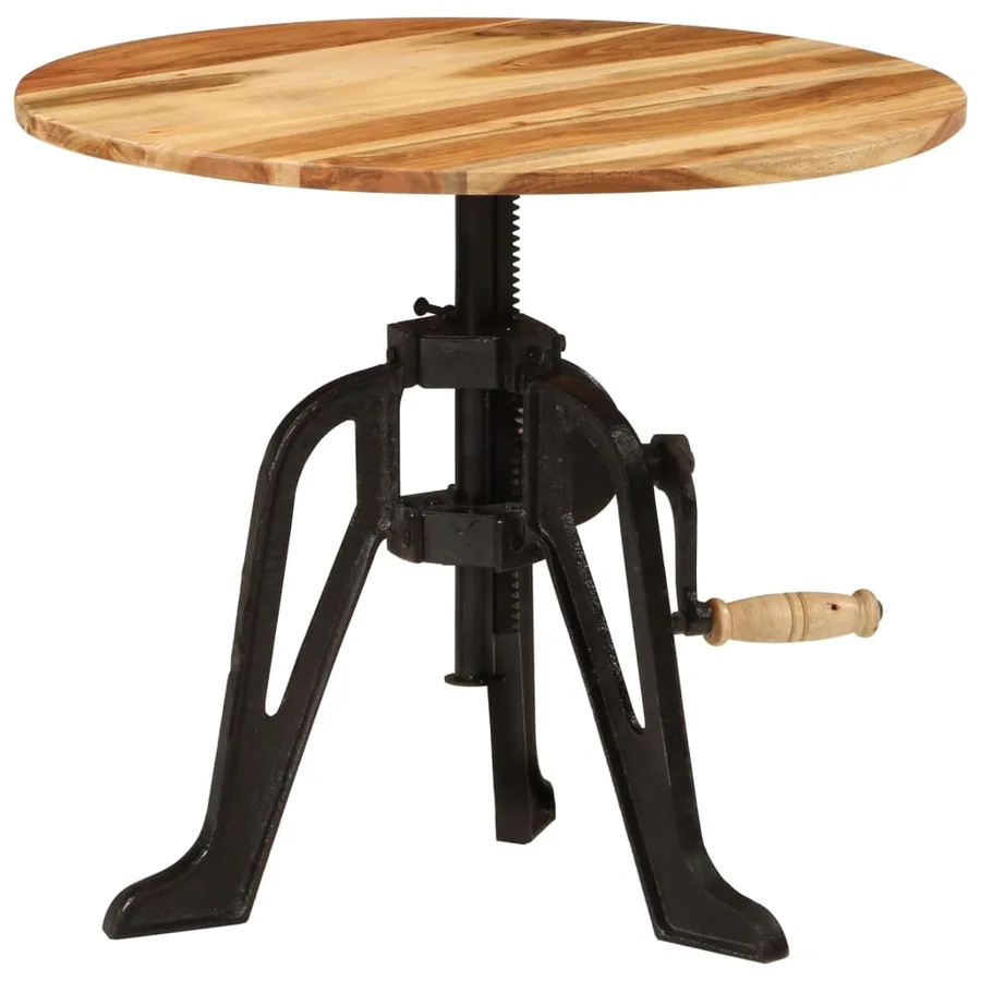 Table d'appoint 60x(42-62) cm Bois massif d'acacia et fonte - 10
