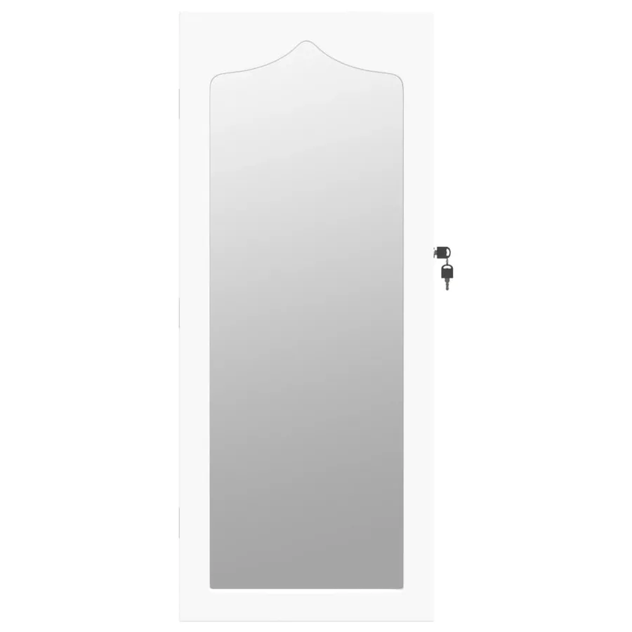 Armoire à bijoux avec miroir murale blanc 37,5x10x90 cm - 4