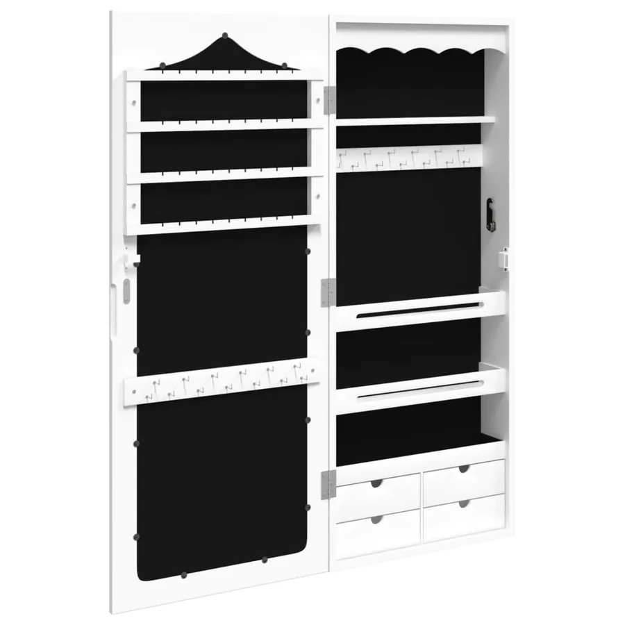 Armoire à bijoux avec miroir murale blanc 37,5x10x90 cm - 5