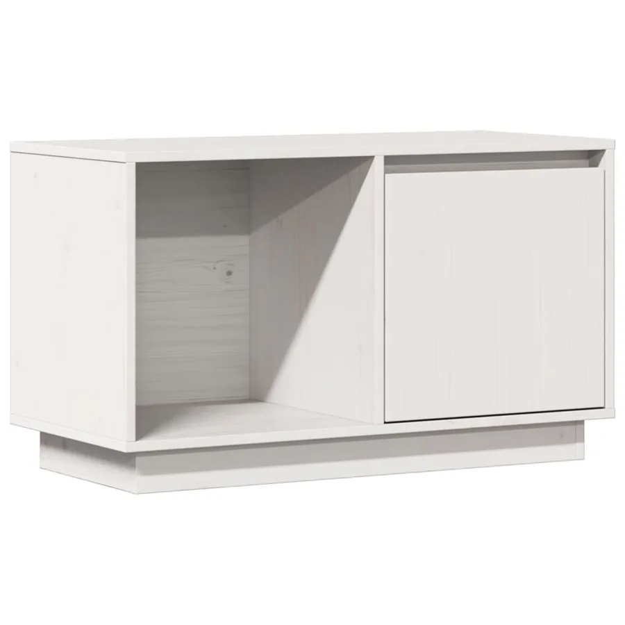 Meuble TV Blanc 74x35x44 cm Bois de pin massif - 2