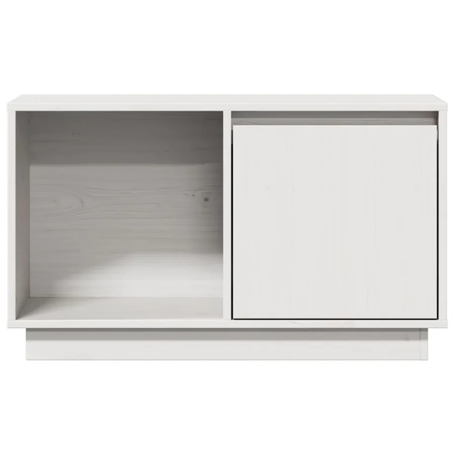 Meuble TV Blanc 74x35x44 cm Bois de pin massif - 4