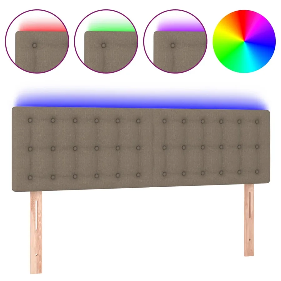 Tête de lit à LED Taupe 144x5x78/88 cm Tissu - 2