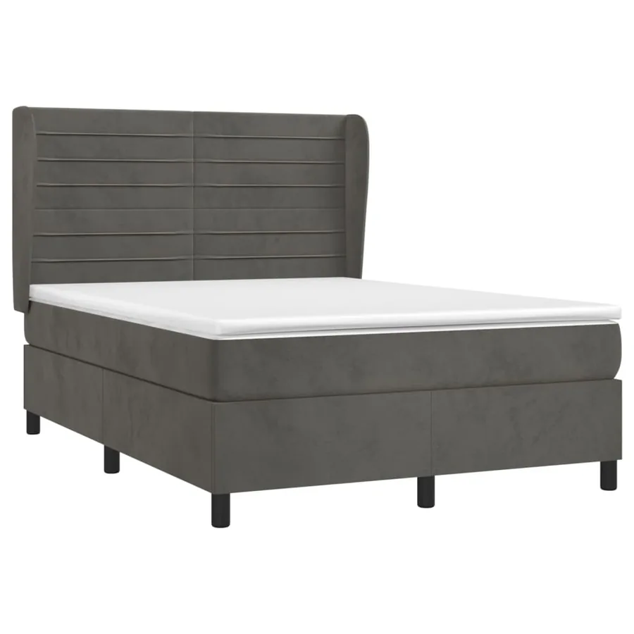 Sommier à lattes de lit et matelas Gris foncé 140x190cm Velours - 3