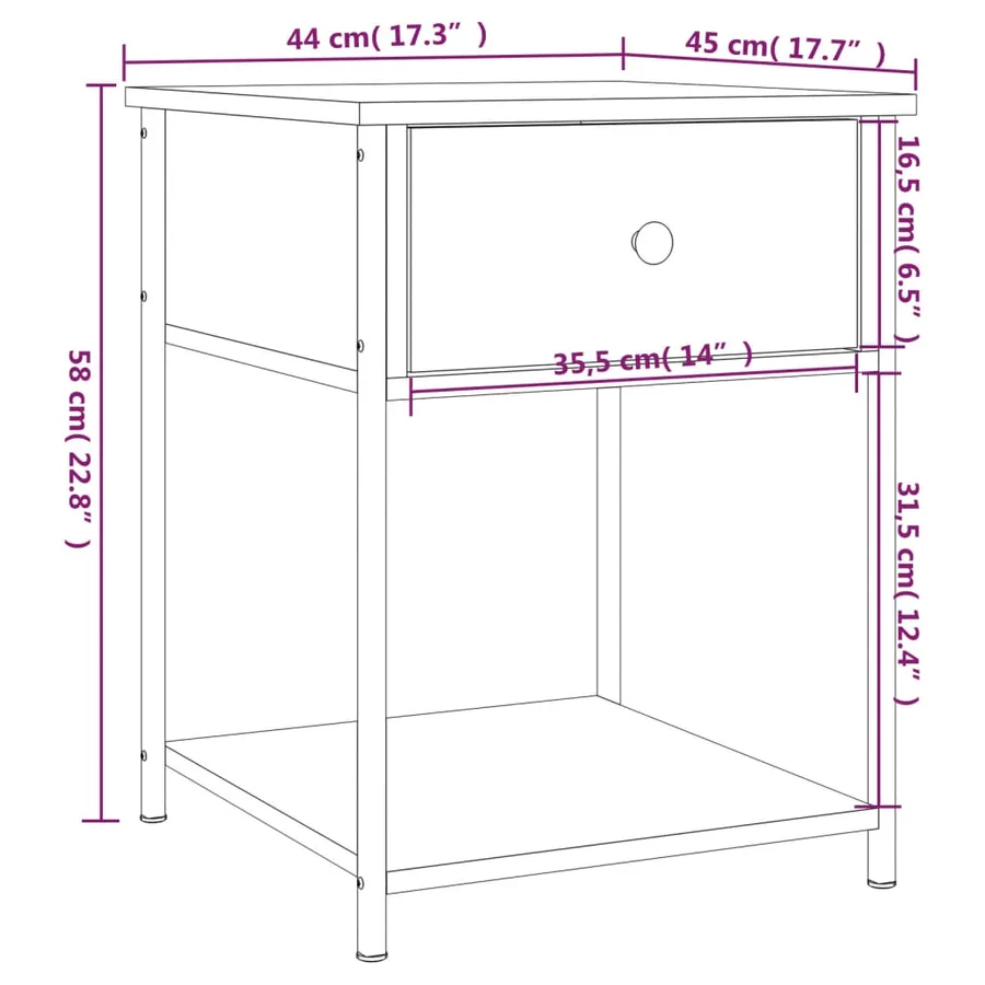 Tables de chevet 2 pcs sonoma gris 44x45x58 cm bois ingénierie - 12