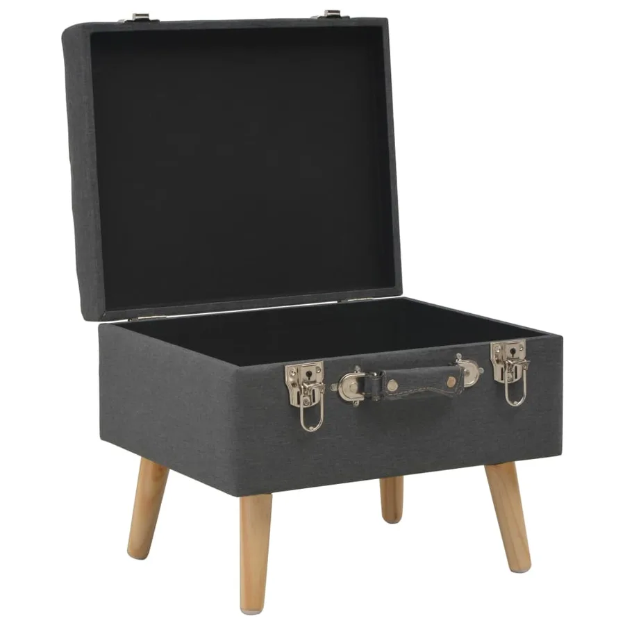 Tabourets de rangement lot de 3 Gris foncé Tissu - 6