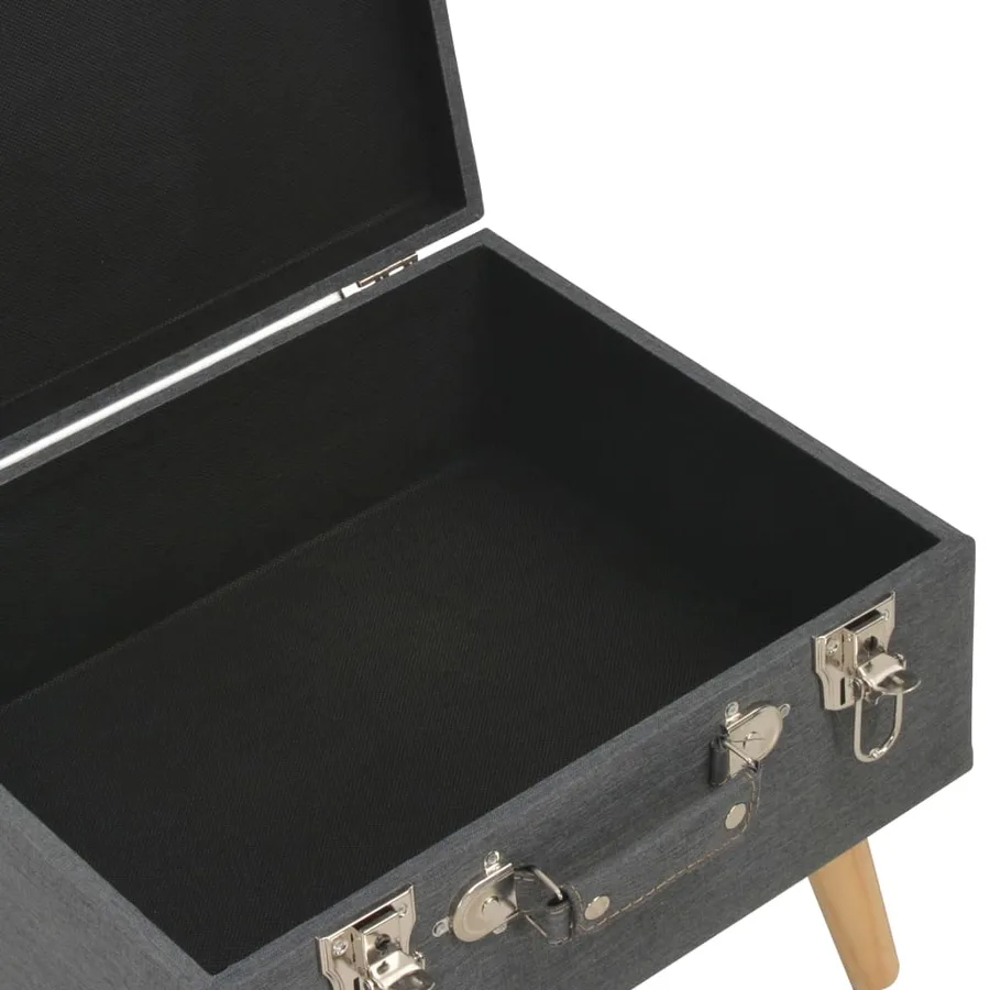 Tabourets de rangement lot de 3 Gris foncé Tissu - 7