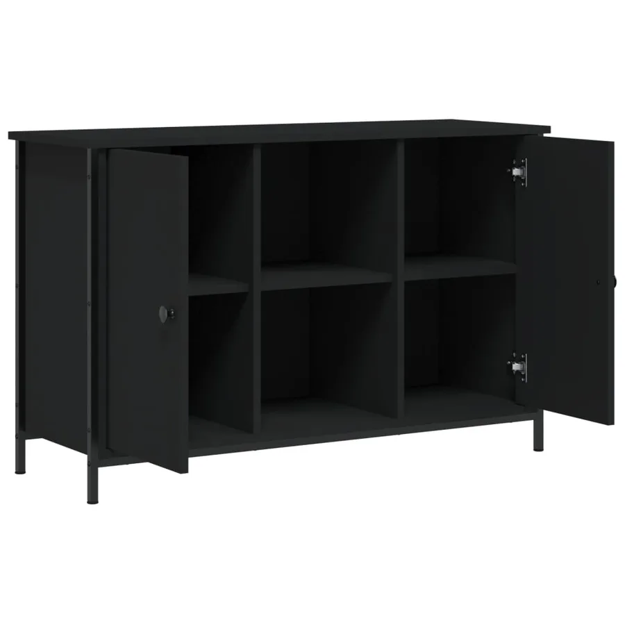 Meuble TV noir 100x35x65 cm bois d'ingénierie - 6