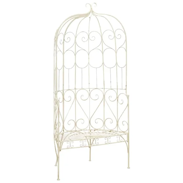 Banc de jardin 95 cm Fer Blanc antique