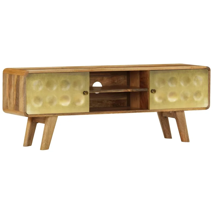 Meuble TV Bois de manguier massif 120x30x45 cm - 14