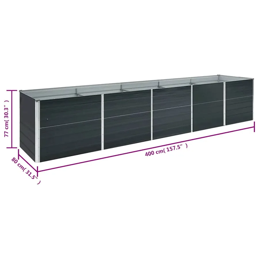 Lit surélevé de jardin Acier galvanisé 400x80x77 cm Anthracite - 8