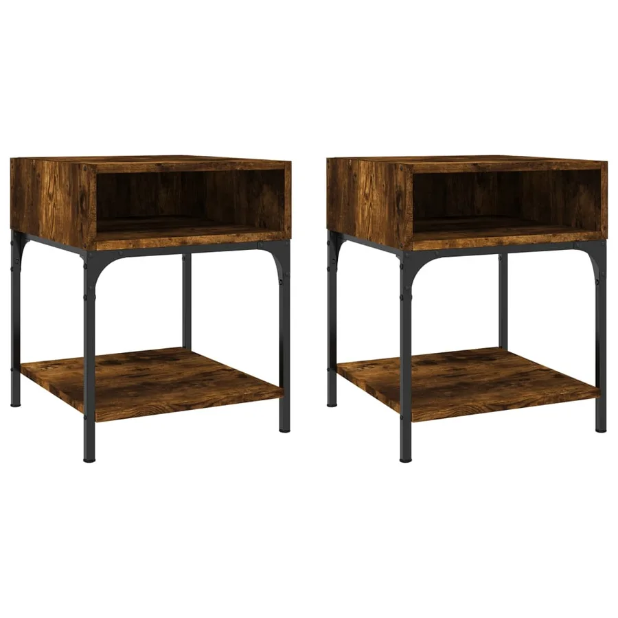 Tables de chevet 2 pcs chêne fumé 40x41x50 cm bois d’ingénierie - 2