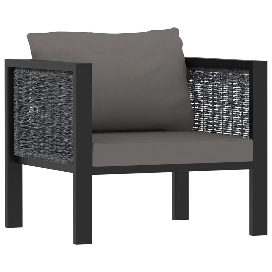 Salon de jardin 5 pcs avec coussins résine tressée anthracite - 6