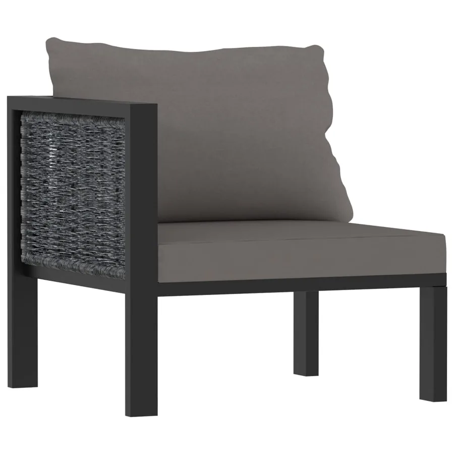 Salon de jardin 5 pcs avec coussins résine tressée anthracite - 7