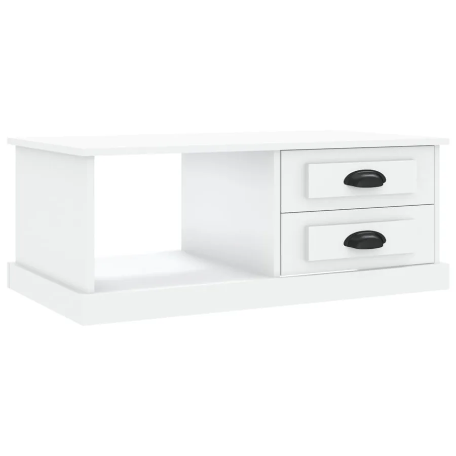 Table basse blanc 90x50x35 cm bois d'ingénierie - 2