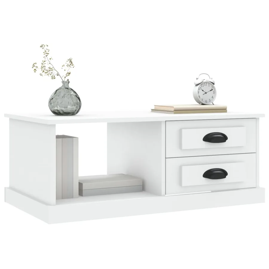 Table basse blanc 90x50x35 cm bois d'ingénierie - 4