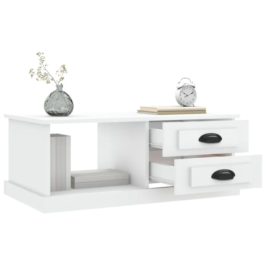 Table basse blanc 90x50x35 cm bois d'ingénierie - 5