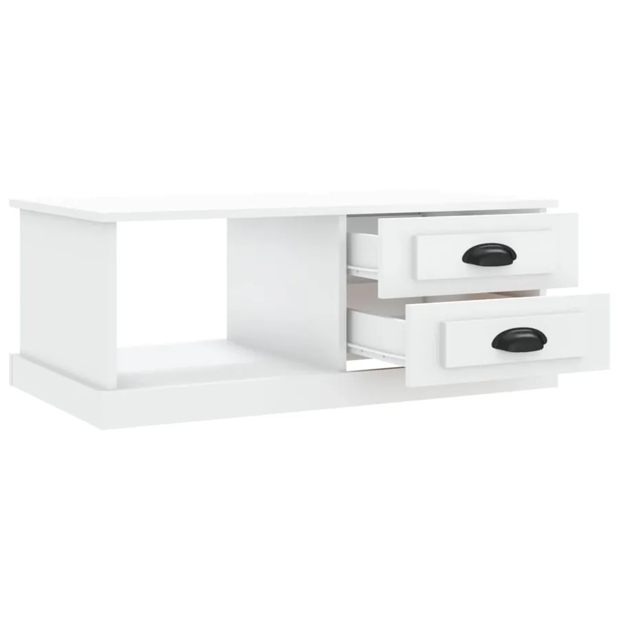 Table basse blanc 90x50x35 cm bois d'ingénierie - 7