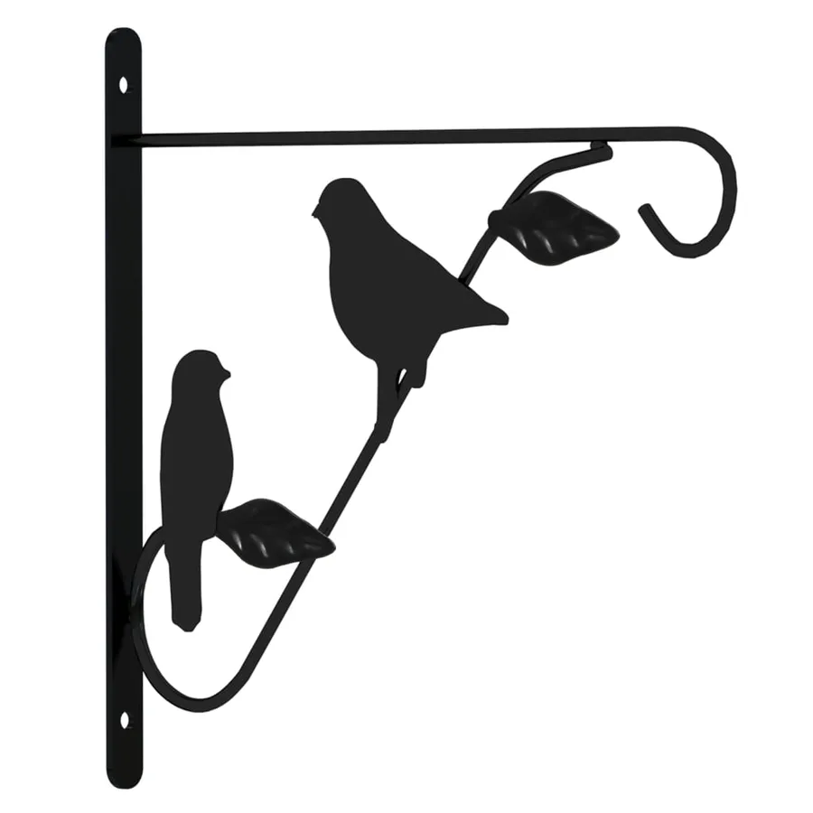 Supports de panier suspendu avec jardinières 4 pcs noir acier - 3