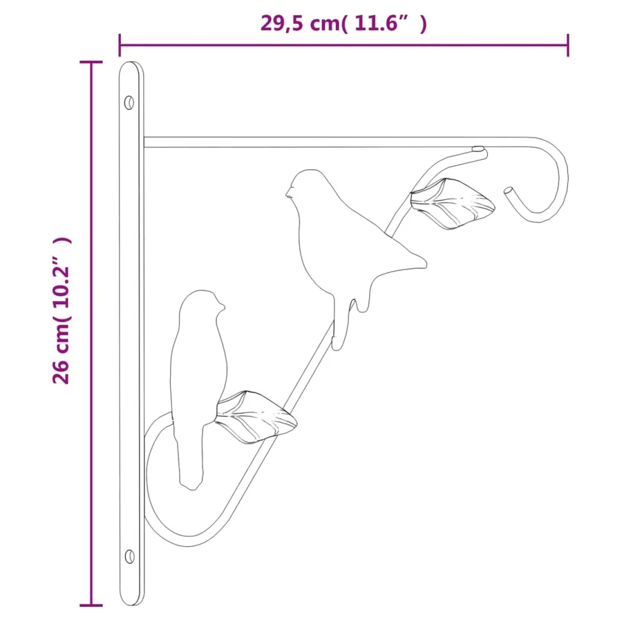 Supports de panier suspendu avec jardinières 4 pcs noir acier - 7