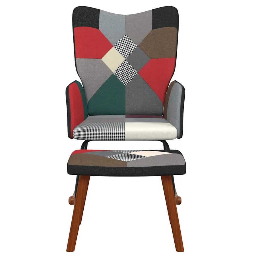Chaise à bascule avec tabouret Patchwork Tissu - 3