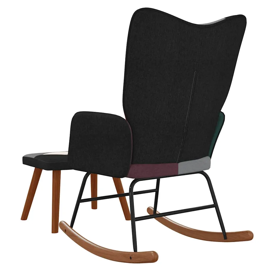 Chaise à bascule avec tabouret Patchwork Tissu - 5