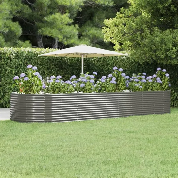Lit surélevé de jardin Gris 447x140x68cm Acier galvanisé