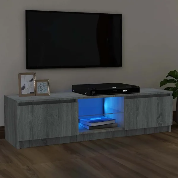 Meuble TV avec lumières LED sonoma gris 120x30x36 cm