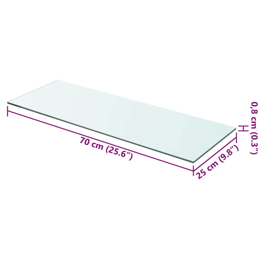 Panneau pour étagère Verre transparent 70 x 25 cm - 3